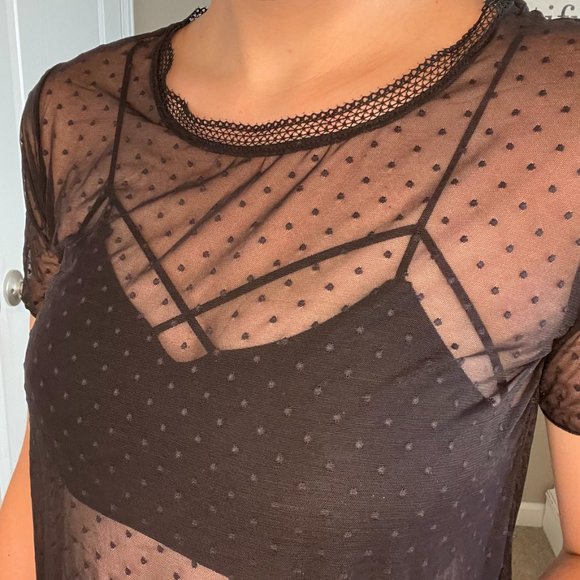 Victoria's Secret Polkadot Mesh Shirt - Picture 2 of 7